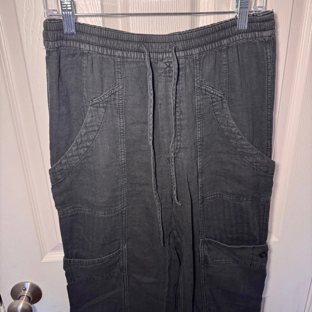 Free People Linen Blend Black Cargo Pants